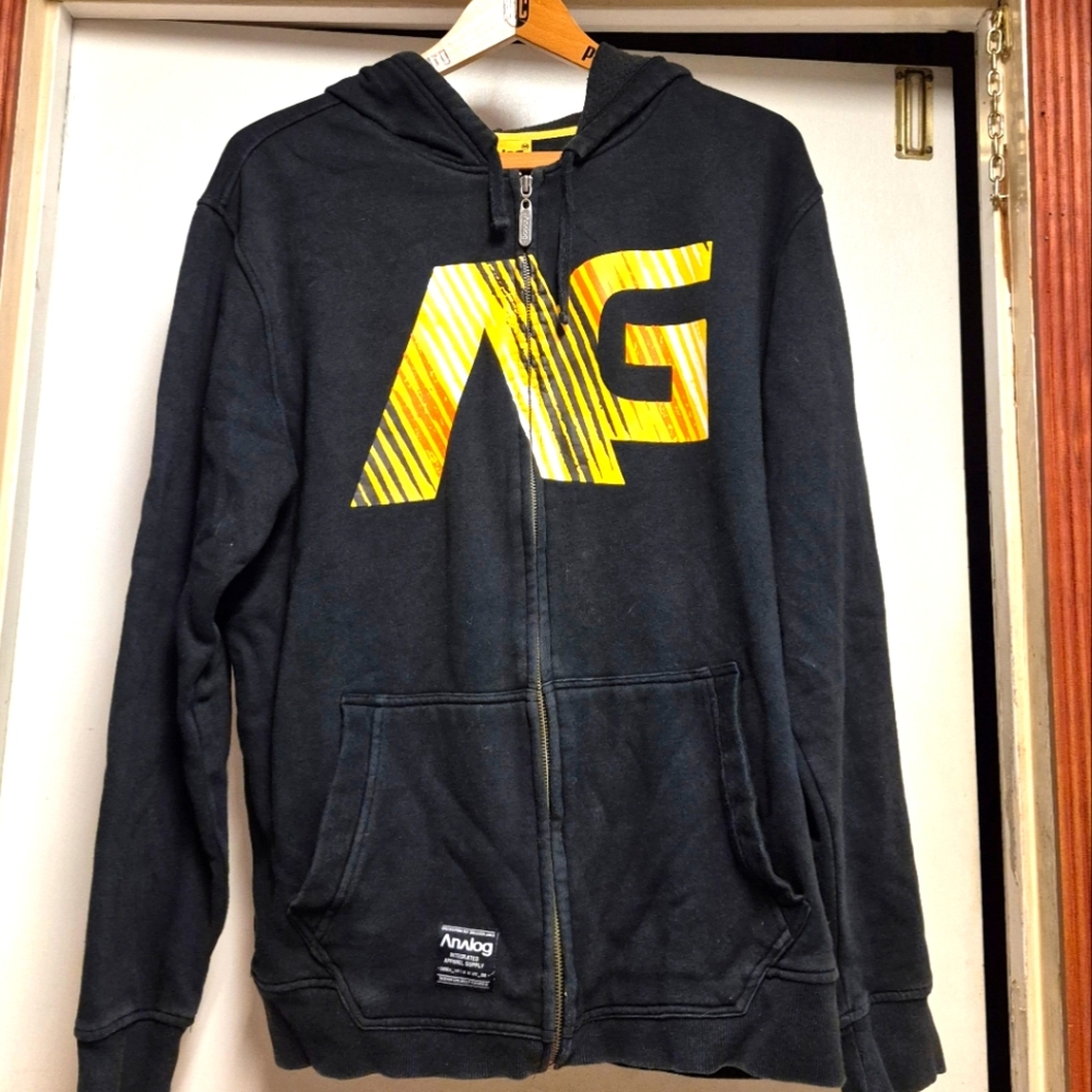 Analog Black Hoodie with Yellow Logo